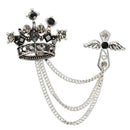 Fashion Men's Rhinestone Black Tie Tack Chain Suit Pin Lapel Brooch Accessories