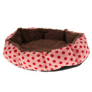 Soft and Comfortable Round Shape Dots Print Dog Cat Basket Bed Warm Nest