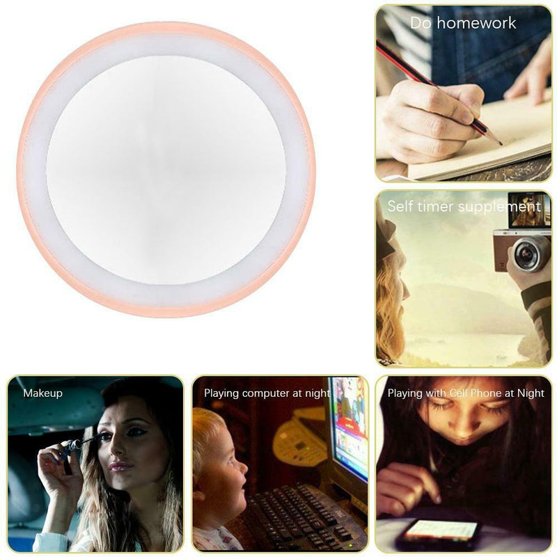 LED Lighted Mini Makeup Mirror Battery Powered Portable Round Cosmetic Mirror