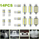 14pcs Set Car Interior Lights White LED Bulbs Map Dome License Plate Accessories
