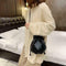 Shoulder Bucket Handbag Women PU Leather Drawstring Crossbody Bag (Black)