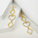 Irregular Earrings Heart Crystal Long Ear Drop Women Holiday Jewelry Gift A