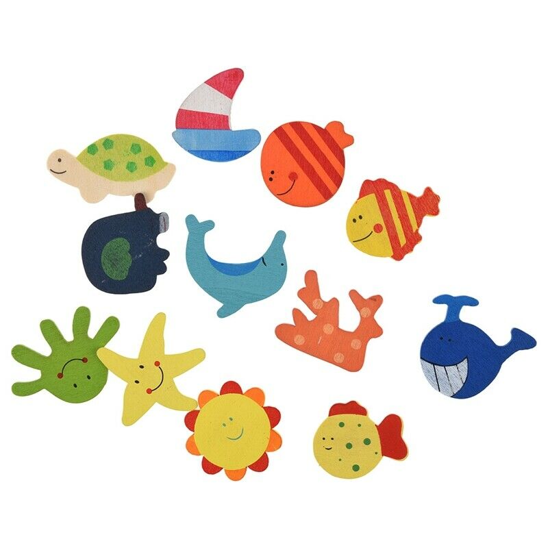 48pcs coloured wooden magnets drawing anime for children. M8V6