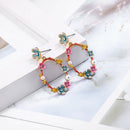 Sweet And Lovely Colorful Flower Wreath Pendant Earrings Enamel Diamond Ear A1W6