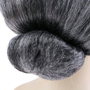Old Lady Grandma Granny Grey Wig Bun Hair Grand Mother Fancy Dress Costume 3C