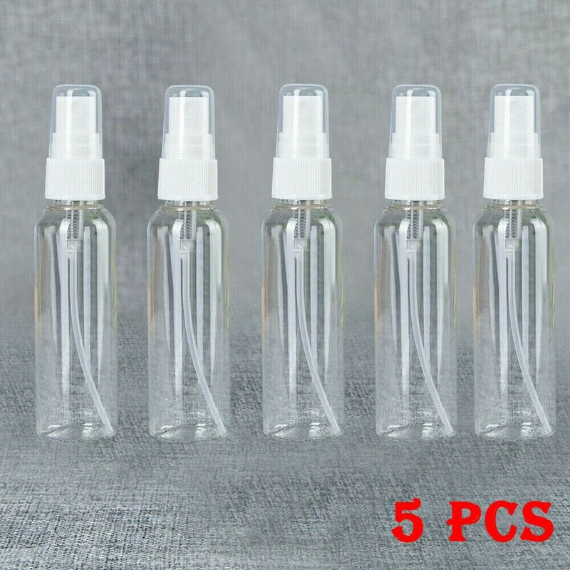 5Pcs 60ml Travel Transparent Plastic Cosmetics Sprayer Empty Spray Bottles Set