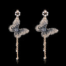 Fashion Crystal Butterfly Drop Tassel Earrings Wedding Jewelry Ear Stud Earrings