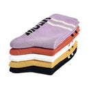 5 Pairs Women Cotton Soft Socks Stripe Letters Autumn Winter Mid-calf Socks