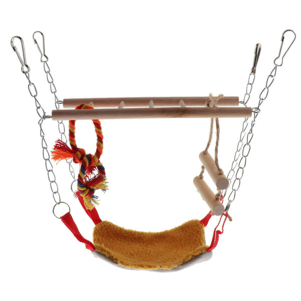 Bird Parrot Cage Hammock Cockatiel Toys Ladder Hanging Swing Chew Bridge