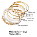 6 Pieces/Set Of Bracelets Shell Alloy Bracelet Ladies Geometric Beads Simpl