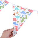 1set Dinosau theme party happy birthday paper banner bunting flags party decor3C