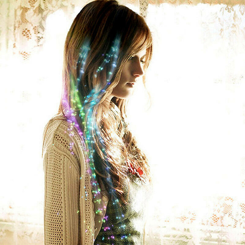 5PCS LED Shining Glow Hair Braid Flash Fiber Hairpin Clip Luminous Headba%!