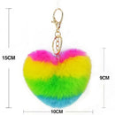Rainbow Heart Key Chain  Pompom Ball Keychain Fluffy Bag Keyring Xmas Gift â„–#