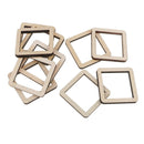 10Pcs Unfinished Wooden Hollow Square Wood Pieces for Woodcradt DIY 50mm