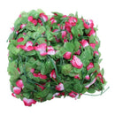 Artificial flower garland 2.2m long green leaves fabric flowers ivy pink +