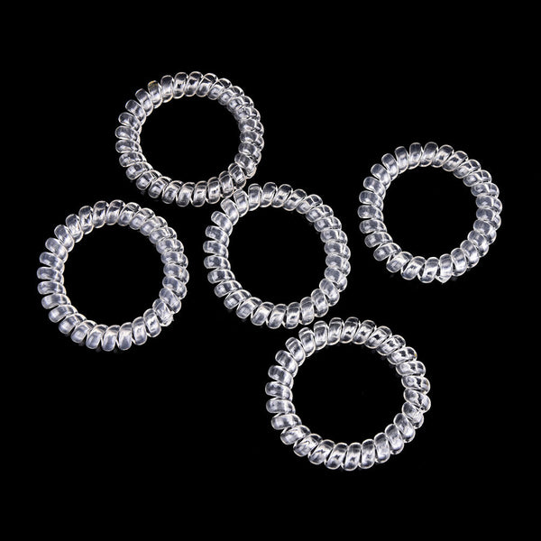 5X Lady Girl Clear Elastic Rubber Hair Ties Spiral Rubber Rope HairbandME