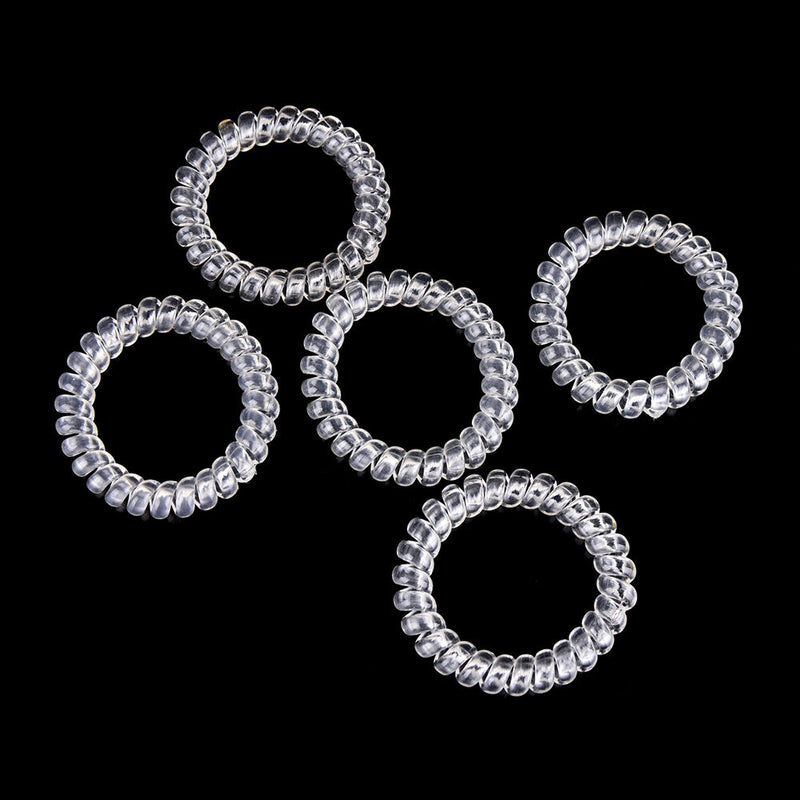 5X Lady Girl Clear Elastic Rubber Hair Ties Spiral Rubber Rope HairbandME