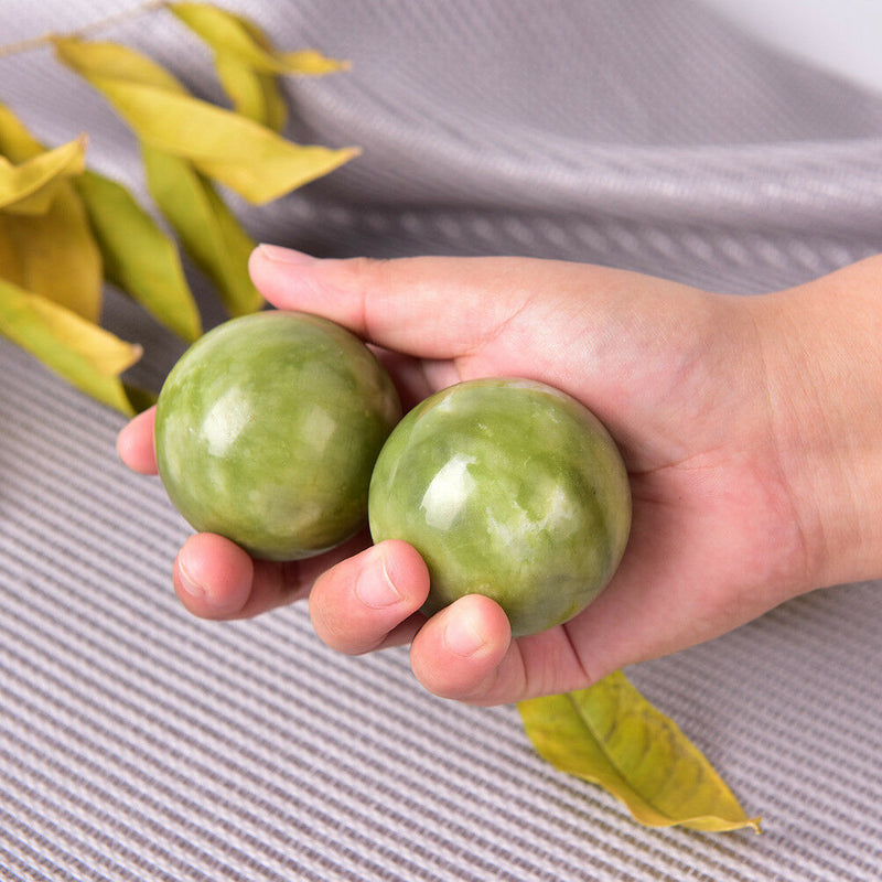 2Pcs Stress Hand Wrist Natural Jade Ball Health Hand Massage Ball BallHT FT