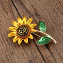 Womens Brooch Pin Sunflower Alloy Enamel Inlay Crystal Dress Shirt Suit Sweater