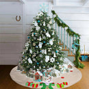 Linen Tree Skirt Home Christmas Ornament Circular Tree Apron for New Year