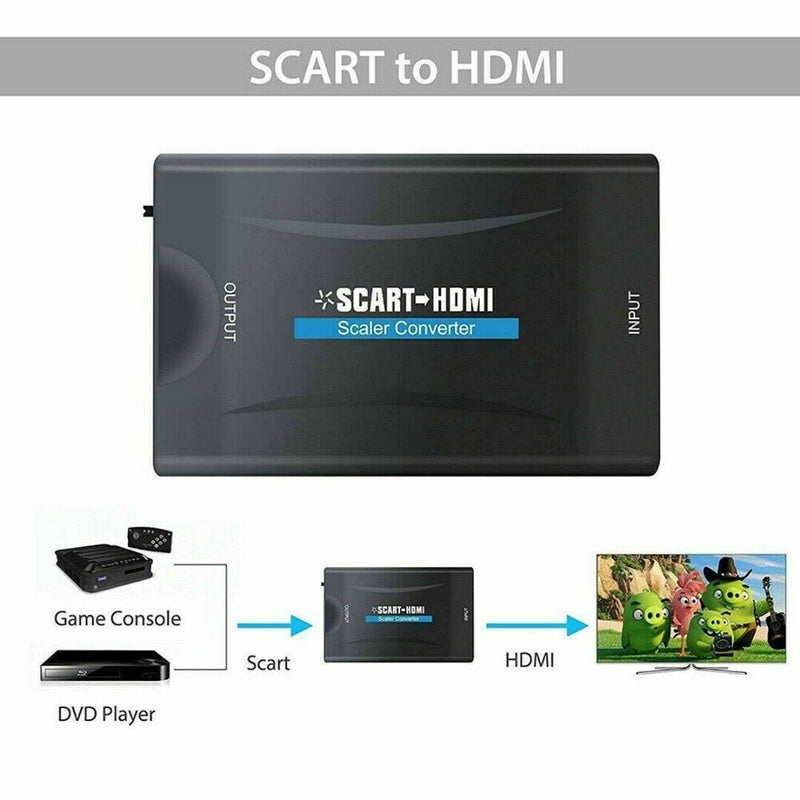 SCART/HDMI to HDMI 1080P HD Video Converter Adapter Upscaler For STB DVD HDTV