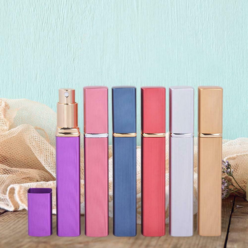 6pcs 12ml Travel Refillable Perfume Bottle Aluminum Casing Glass Liner Fine Mist