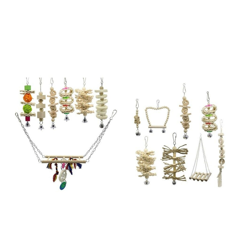 Set Of 15 Bird Parrots Stand Swing Chew Toys For