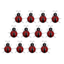 12Pcs Mini Metal Ladybug Fence Hanger Wall Hanging Outdoor Garden Decor - Red -