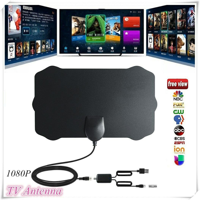 Amplifier 1080P Ultra Thin TV Antenna Home Free Channel Multi-directional HDTV