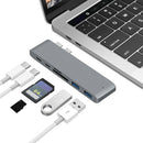 Dual Type-C Hub 2 Ports USB 3.0 TF Card Reader Adapter for MacBook (Grey) A