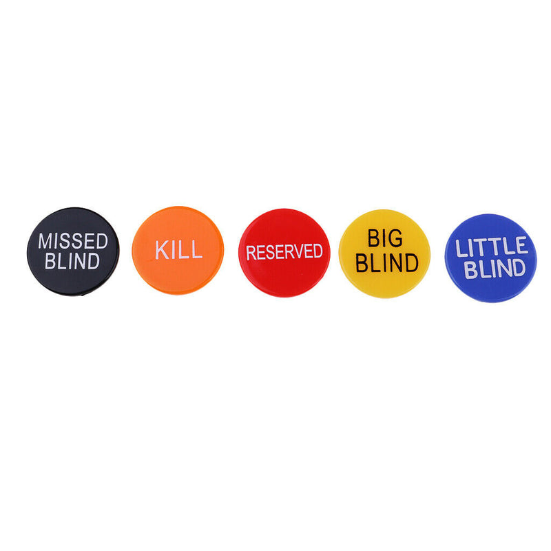 5Pcs 3cm/1.18'' Round Dealer Buttons for Pub Club Texas Poker Card Game Accs