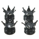 4pcs Black Chrome Tire Air Valve Caps Stem Cover Crown for Car Wheel Truck