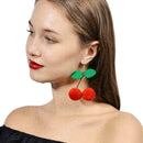 Cute Women Girl Cherry Pom Pom Ball Drops Earrings Women Jewelry Dangl