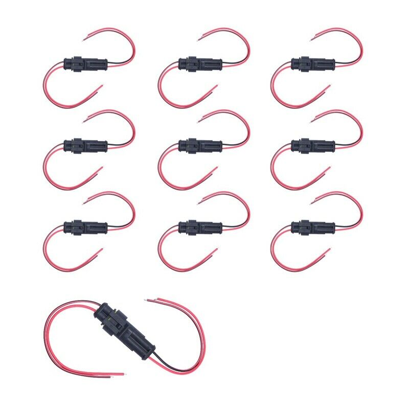 10Pcs 2Pin Way Car Waterproof Male Female Electrical Connector Plug Wire Ki Y2U1