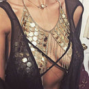 Women's Sexy Halter Backless Tank Top Bra Body Chain Necklace Tassels Party