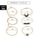6pcs European Moon Bracelet Punk Retro Plated Bangles Women Jewelry Gift