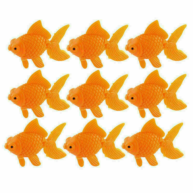 10pcs Orange Plastic Fish Tank Ornament .Artificial Swing Tail Goldfish K0N M0A9