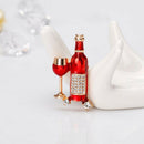 Red Wine Cup Wine Bottle Shape Pin Brooches For Women Men Hats Suit AccessoSEAU