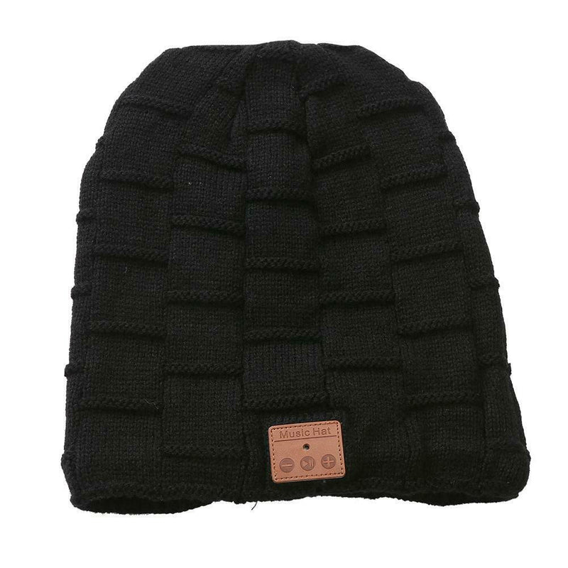 Wireless Bluetooth 5.0 Headset Knitted Velvet Winter Hat Sports Cap (Black)