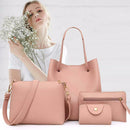 4pcs Set Women Bag Fashion Solid PU Single Shoulder Messenger Bags(Pink)