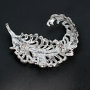 Women Clothes Accessories Big Brooch Jewelry Feather Pins Crystal Rhinestone
