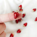 2PCS Strawberry Enamel Charms Handmade DIY Crafts Alloy Jewelry Making GiftA Gw