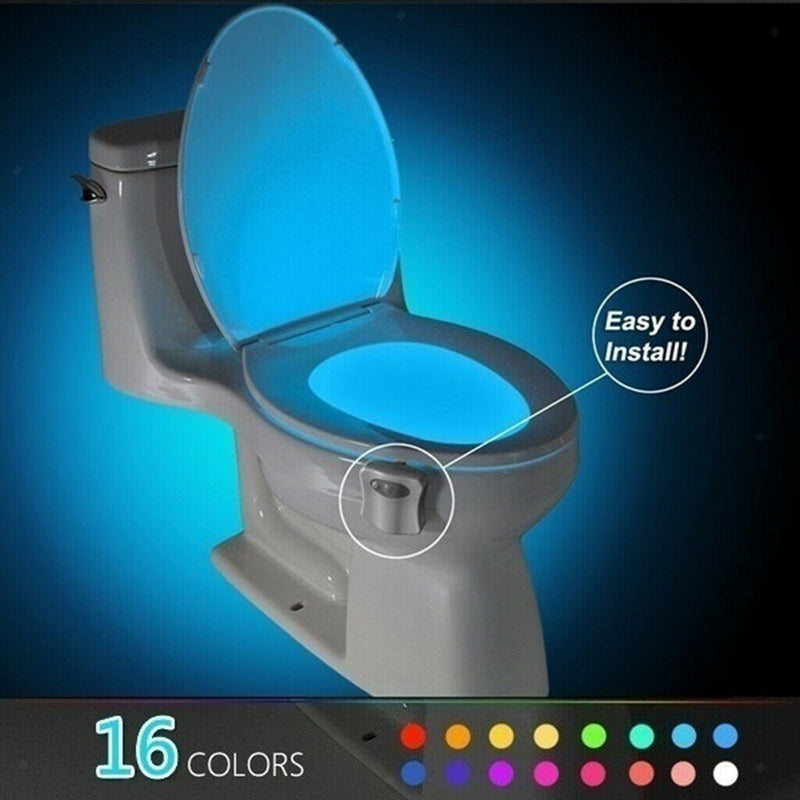 2Pcs LED Toliet Bathroom Lamp Auto Activated Magic Seat 16 Colors Light