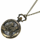 Bronze Wolf Quartz Pocket Watch Necklace Pendant Women Men's Gifts Wolf T8C3