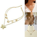 Elegant Double Layer Butterfly Choker Chain Pendant Women Favor Necklace Gi U2S2