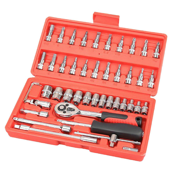 46-Piece 1/4-Inch 6.3mm Car Auto Automobile Repair Tool Ratchet Wrench Drive