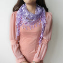 Women Girls Purple Lace Tassel Scarf Hijab Scarves Shawl Cowl Triangle She TDM