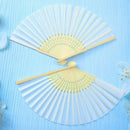 1X(18 Pieces White Handheld Fans Cloth Fans Bamboo Folding Fans For Wedding