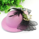 Bow Hair Clip Feather Mini Top Hat Fascinator Birthday Party Fancy Dress Pink