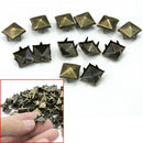 100Pcs 9mm Punk Style Bronze Square Pyramid Spikes Studs Rivets DIY Bags NLJ